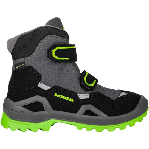 Lowa Winterschuhe Milo Evo Mid GTX - Wasserdichte Wanderschuhe für Kinder - Wanderschuhe für Kinder mit wasserdichter GORE-TEX-Membran und praktischem Klettverschluss. Ideal für Schnee und Eis, bieten Komfort und Funktionalität bei jedem Abenteuer.