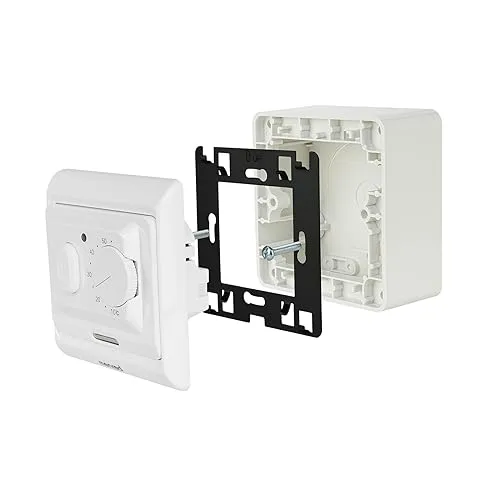 Analog Aufputz Temperaturregler Thermostat E71 Drehregler mit Zwei Sensoren, NC-Stellantriebe, EXT.Fühler für elektrische Fußbodenheizung