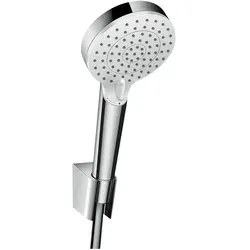 hansgrohe Crometta 1jet Wannenset 26690400 - Brausegarnituren mit 100 mm Handbrause, komfortable 1,25 m Comfortflex Schlauch und schickem weiss-chrom Design für entspanntes Duscherlebnis.