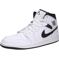 Nike Air Jordan 1 Mid Herren Sneaker, weiß, Gr. 46 - Sneaker mit hochwertigem Obermaterial aus Leder und Kunstleder, bietet hervorragenden Tragekomfort dank der Nike Air-Dämpfung und ist ideal für den täglichen Gebrauch.