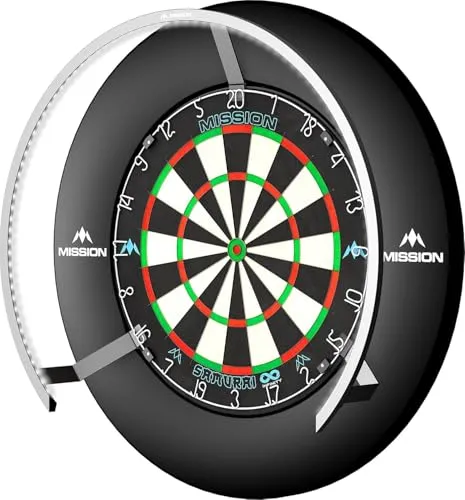 Mission Darts Torus 270 | Dart Board LED Lighting System with Easy Access to Dartboard Area for Unrestricted Play, Sand Blasted Black, Red, Blue, Green, Purple, Bronze and Silver Colours.