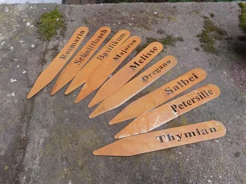 Kräuterstecker Topfstecker Beetstecker Gewürzstecker 9 Stück  Eisen Rost 18 cm