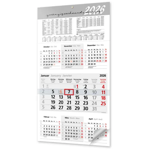 Wandkalender Jahreskalender 2026 mit Schieber 7 Monate Büro Kalender Übersicht