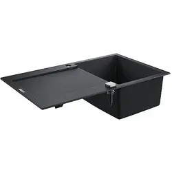 Kompositspüle K500 31644 – Granit Schwarz mit Abtropffläche - Sanitäranlagen & Zubehör – Hochwertige Kompositspüle mit hitzebeständiger Oberfläche bis 180°C, ideal für moderne Küchen. Schnellbefestigungssystem für einfache Montage.