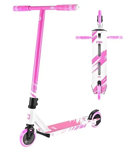 CORE CB1 Stunt-Scooter für Anfänger, Kinder-Stunt-Scooter ab 6 Jahren, Anfänger-Kick-Scooter für Tricks, Freestyle mit 110 mm Rädern, Profi-Roller für Jugendliche & Kinder, Weiß/Rosa