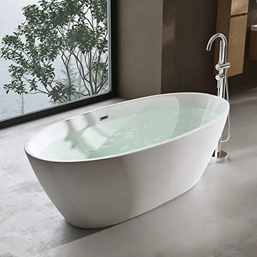 doporro Badewanne Design-Badewanne Freistehend Vicenza - Moderne freistehende Badewanne aus hochwertigem Sanitäracryl, inkl. Ablaufgarnitur. Genießen Sie Ihr persönliches Spa-Erlebnis mit einfacher Montage und leichter Reinigung dank optionaler Nano-Beschichtung.