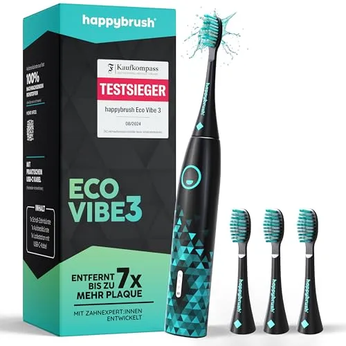 happybrush® Schallzahnbürste Eco Vibe 3 – TESTSIEGER – 100 Tage testen