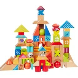 howa Holzbausteine 100 tlg. 6005 - Holzspielzeug für kreative Baumeister! 100 Teile aus hochwertigem Buchenholz fördern Feinmotorik und Kreativität durch verschiedene Formen und Farben. Ideal für fantasievolles Spielen und Lernen.