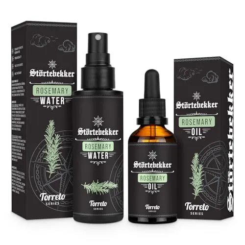 Störtebekker Premium Rosmarin Set – Rosmarinöl & Rosmarinwasser für Haare, Kopfhaut & Gesicht – Natürliches Haaröl & Feuchtigkeitsspray – Haarpflegeset vegan, ohne Silikone (175 ml)