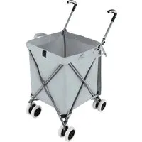 Costway Faltbarer Einkaufstrolley mit Rädern Grau Kapazität 90 L/55 kg