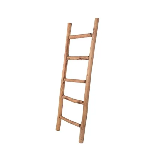 UNUS Dekoleiter Holz, 120cm – Stilvoller Handtuchhalter - Handtuchständer aus hochwertigem Eschenholz, vielseitig einsetzbar als Deko-Leiter im Bad oder Wohnzimmer und sofort einsatzbereit – kein Aufbau nötig!