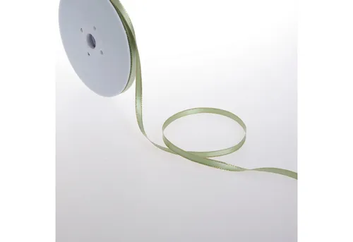 Deko AS Dekoband Double-Face Satin mit Goldkante - light green - 6mm - 50m - 32106 61