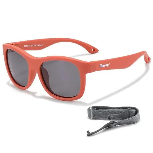Maesy Kinder Sonnenbrille für Kleinkind und Baby - 1-3 Jahre - UV400 Polarisierter Schutz - Flexibler und Biegsamer Rahmen - Verstellbares Gummiband - Sichere und Bequeme Kindersonnenbrille - Luca