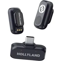Hollyland Lark A1 Mini Duo USB-C Mikrofon - Kabelloses Mikrofon mit 48 kHz/24-Bit High-Fidelity-Klang, intelligenter Geräuschunterdrückung und bis zu 54 Stunden Akkulaufzeit – ideal für Content Creator und Podcaster.