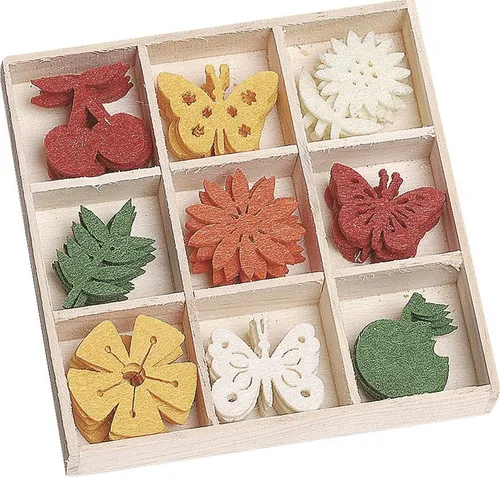 Knorr Prandell Papierdekoration Filzbox Ornament Obst Schmetterling VE=45 Teile