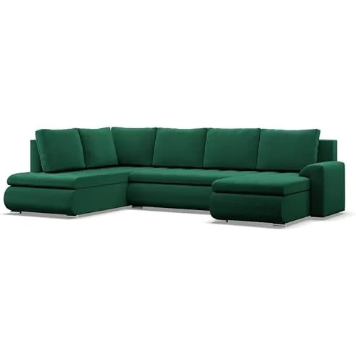 Mebligo Ecksofa mit Schlaffunktion FORESTA 300x89x200 in grün von Mebligo