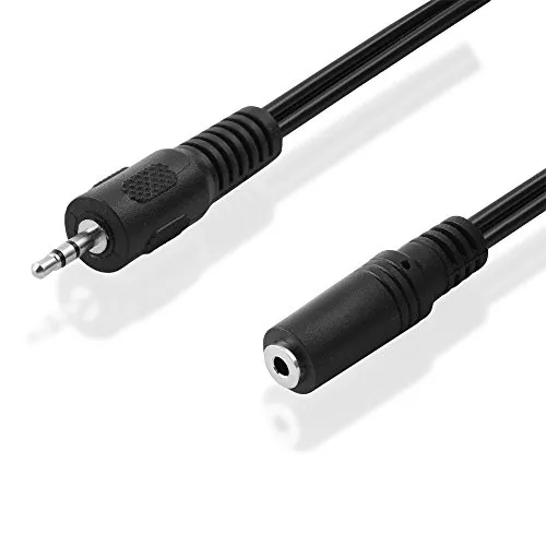BestPlug 2 Meter Stereo Audio Verlängerungskabel Aux in Out, 2,5mm Klinke Stecker männlich auf 2,5 mm Klinke Buchse Kupplung weiblich, Schwarz