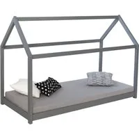 Hausbett 80x160 Grau - Kinderbett von Homestyle4u - Moderne Betten für Kinder, ideal für kreative Schlafräume. Das robuste Hausbett bietet eine sichere Liegefläche und fördert die Fantasie beim Spielen.