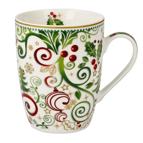 Goebel Palais Royal Tasse festliches Dekor weiß 10,5 cm Weihnachtsmotiv 300 ml