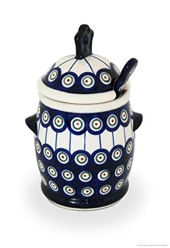 Bunzlauer Keramik Honigtopf mit Honiglöffel im Set, Dekor 8 von Bunzlauer Keramik