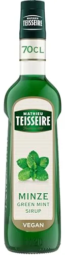Mathieu Teisseire Pfefferminz Sirup, für Getränke, Erfrischungsgetränke, Cocktails, Kaffee und Desserts, Flasche 70 cl