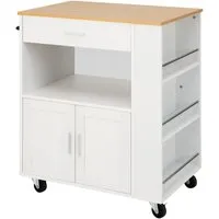 Costway Küchenwagen Auf Rollen mit Arbeitsplatte in Weiß