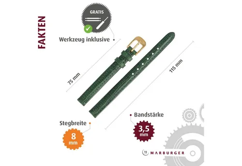 MARBURGER Uhrenarmband 8mm Leder