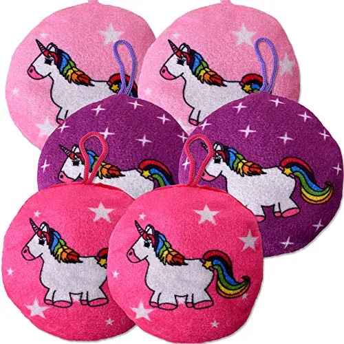 TE-Trend 6 Stück Mitgebsel Plüschtiere Einhorn Kissen Rundkissen Anhänger Kuscheltier Set Minikissen 10cm Mehrfarbig