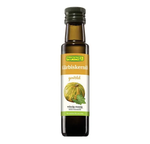 Rapunzel Kürbiskernöl geröstet demeter - 100 ml - 4er Pack - Speiseöle: Aromatisches, geröstetes Kürbiskernöl aus kontrolliert biologischem Anbau, ideal für Salate und als Verfeinerung von Gerichten.