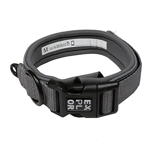 duvoplus, Ultimate Fit Comfy Safety Halsband mit reflektierenden Nähbändern, Größe M – 39 – 44 cm Silver Reflective für Hunde, widerstandsfähige Materialien, schnelltrocknend
