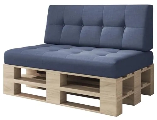 sunnypillow Palettenkissen Kaltschaum 2er Set Cobalt - Gartenmöbel-Kissen mit hochwertigem Kaltschaum für optimalen Sitzkomfort, ideal für Innen- und Außenbereiche. Verwandeln Sie Ihre Europalette in eine gemütliche Sitzgelegenheit!