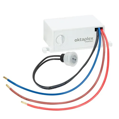 Oktaplex Jasy Einbau Dämmerungssensor - IP65 Lichtsensor für innen und außen - Dimmschalter für flexible Projekte! Stufenlos einstellbare Dämmerungsschwelle (5-50 Lux) und wetterfest nach IP65, ideal für LED und Energiesparlampen.