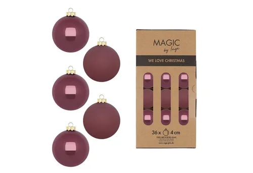 MAGIC by Inge Weihnachtsbaumkugel, Weihnachtskugeln Glas 4cm 36 Stück - Dusty Rose