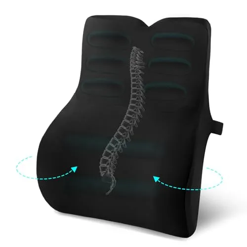 Retazly Lendenwirbelkissen Ergonomisch, Rückenkissen für Auto, Büro und Zuhause, Lendenkissen mit Memory Foam und Atmungsaktiver Hülle, Lordosenstütze zur Schmerzlinderung, Schwarz