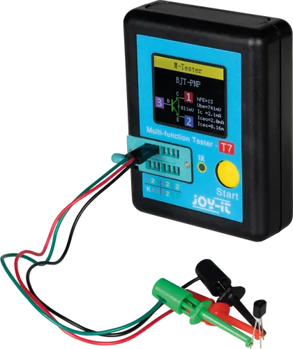 JOY-IT LCR-T7 Transistortester - Multifunktionales Messgerät für Dioden, Transistoren und Kondensatoren, benutzerfreundlich mit Ein-Tasten-Bedienung und integriertem Akku