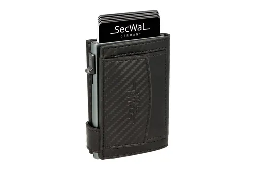 SecWal Kartenetui mit Münzfach - Echtleder Mini Geldbörse mit RFID Schutz - Herren-Geldbörsen mit separatem Münz- und Scheinfach, Easy-Slide Technologie für schnellen Kartenzugriff und langlebigem Echtleder. Ideal für sicheres Tragen in der Hosentasche.
