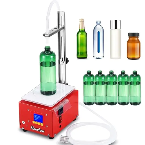 Hanchen Automatische Flüssigkeitsfüllmaschine 5,5L/min Korrosionsbeständige Abfüllmaschine mit intelligenter Sensorwaage, geeignet für Öl/Alkohol/Parfüm usw.