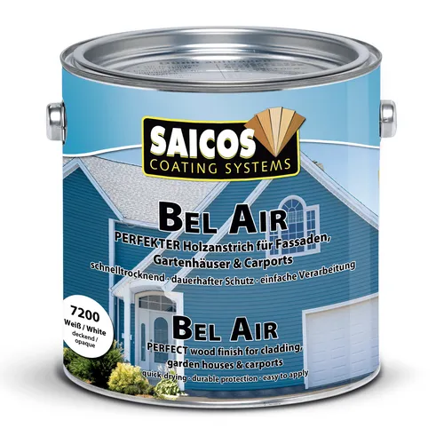 Saicos Bel Air Garten- und Fassadenfarbe 0,75 L - Schnelltrocknend & UV-beständig - Fassadenfarben, wasserbasierend und atmungsaktiv. Ideal für innen und außen, schützt Holz von innen und außen, benötigt nur 2 Anstriche für optimale Ergebnisse.