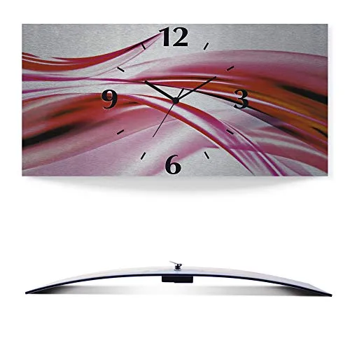 ARTLAND Lautlose Wanduhr 3D Design 60x30 cm - Moderne Wanduhr aus Aluminium im 3D Wellen-Design, geräuschloses Uhrwerk und ideal für jeden Raum. Made in Germany, fertig zum Aufhängen!