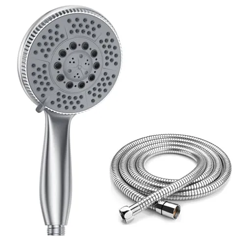 Vinabo Duschkopf mit Schlauch 1,5m, duschkopf wassersparend, duschbrause mit schlauch,5 Strahlarten Handbrause Duschkopf Wassersparend Duschkopf Groß Sparduschkopf