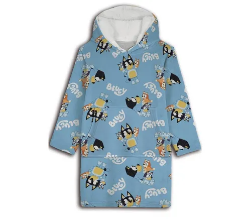 Bluey Bingo Kinder Kuschelponcho - Wohn- & Kuscheldecken, atmungsaktiver Poncho mit Kapuze und Tasche für Kinder von 3-6 Jahren, ideal für gemütliche Abende.
