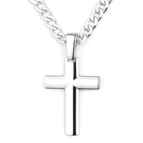 STERLL Silberne Herrenkette Mit Kreuzanhänger Aus 925 Sterlingsilber