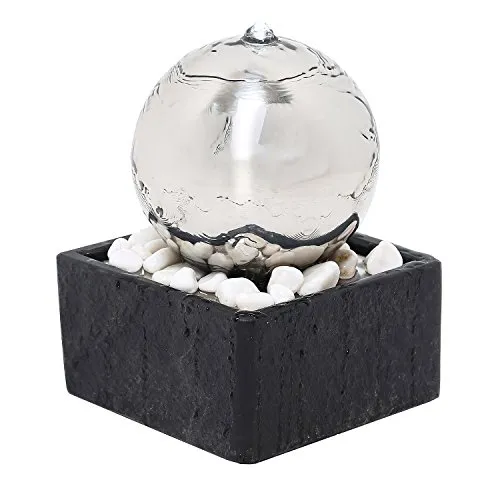 KÖHKO® Zimmerbrunnen Rumba 25006 - Tischbrunnen aus hochwertigem Edelstahl mit LED-Beleuchtung, ideal für innen und außen. Schafft eine entspannende Atmosphäre und ist ein außergewöhnliches Dekorationsobjekt.