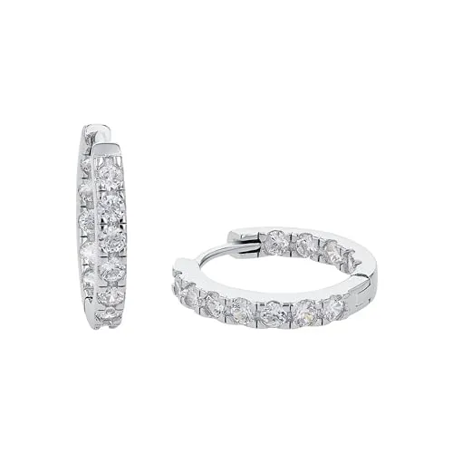 Amor Creolen 925 Sterling Silber mit Zirkonia - Ohrringe für Damen aus 925 Sterling Silber, funkelnde Zirkonia und Rhodium-Beschichtung für langanhaltenden Glanz, ideal in Geschenkbox verpackt.