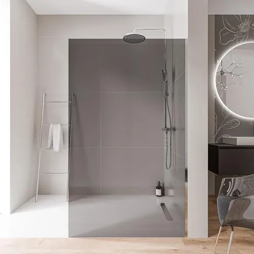Bernstein Walk-in-Dusche EX102-1 - 80x200 cm Grau Chrom - Elegante Walk-In-Duschwand mit 10 mm ESG-Sicherheitsglas und praktischer Nano-Beschichtung für einfache Reinigung. Ideal für barrierefreien Einbau, inklusive Wandprofil in Chrom.