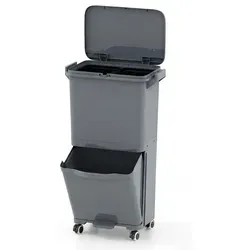 COSTWAY 36 L Mülltonne mit 2 Behältern und Universalrädern