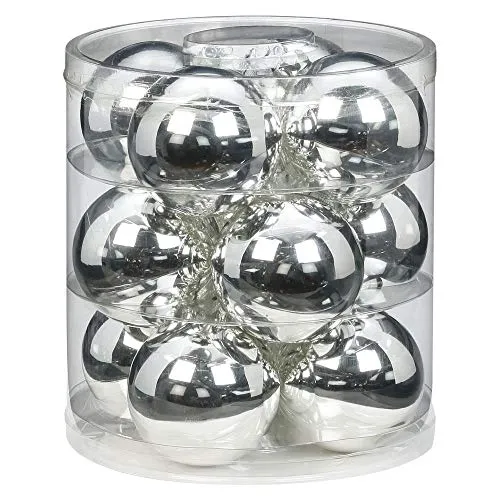 MAGIC Weihnachtskugeln Glas 8cm 12 STK. Christbaumkugeln Farbe: Silber Glanz