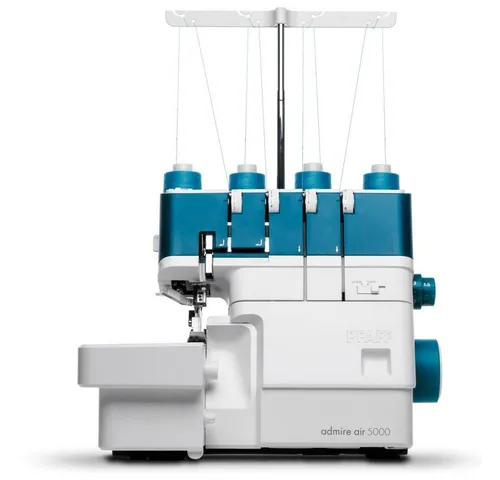 Pfaff admire air 5000 - Multitalent Nähmaschine für perfekte Nähte, schneidet und versäubert in einem Schritt. Ideal für dehnbare Stoffe mit komfortabler Lufteinfädelung und LED-Beleuchtung.