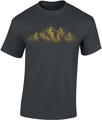 Baddery Wander Tshirt Herren : Alpen - Kletter T-Shirt Männer - Geschenk für Wanderfreunde - Bergsteiger Ausrüstung (Dark Grey XL)
