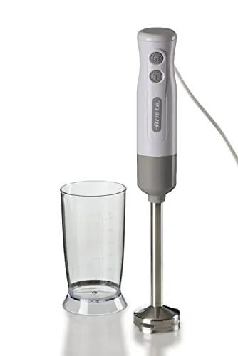 Ariete Breakfast 604 Stabmixer, Mini-Pürierstab mit 2 Geschwindigkeiten, Edelstahlklinge, Abnehmbarer Standfuß, Transparenter Meßbecher, 700W, Weiß